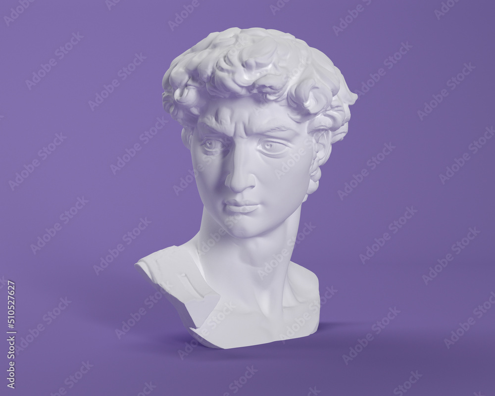 Purple background, David sculpture, Michelangelo 1501-1504 Purple background, David sculpture, Michelangelo 1501-1504