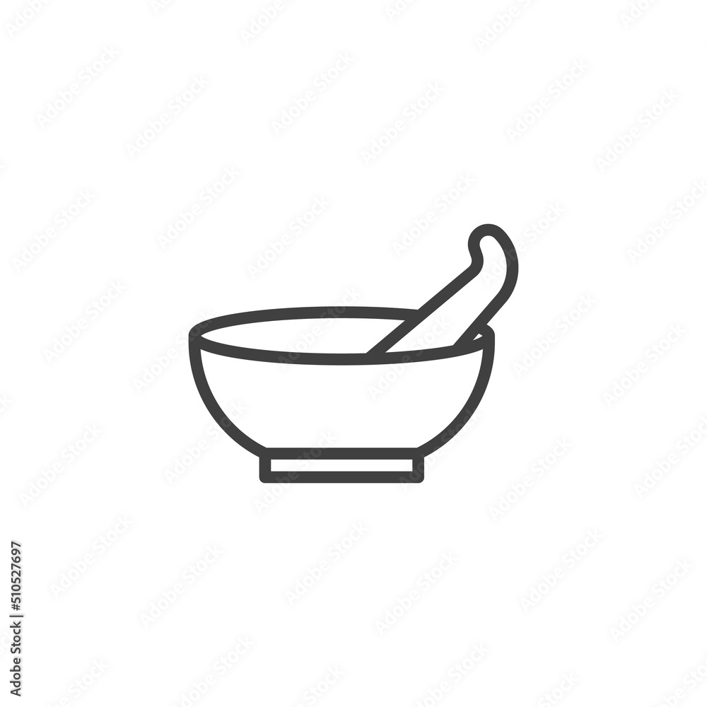 Pestle and mortar line icon Pestle and mortar line icon