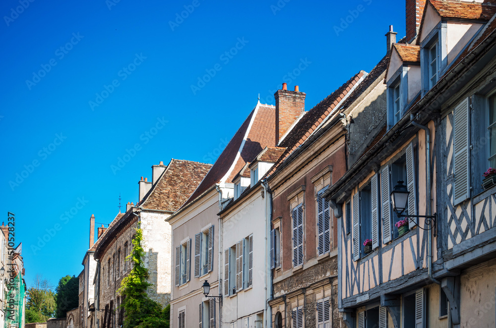 Provins, FRANCE - June 11, 2022: Street view of old village Provins in France