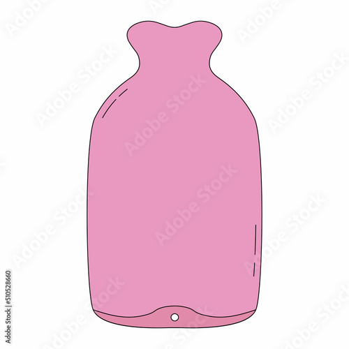 Pink heating pad in cartoon style. Esmarch mug for douching. Vector illustration isolated on white