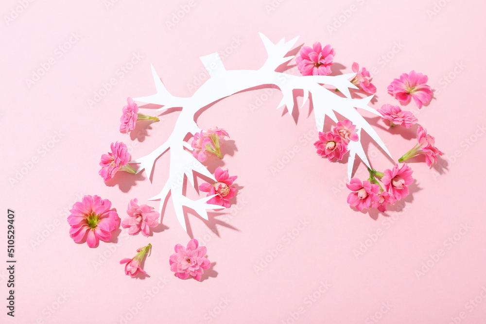 World lung day concept on pink background World lung day concept on pink background