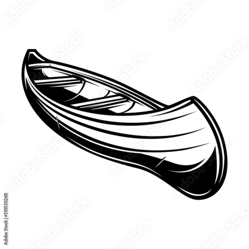 Illustration of kayak, canoe. Design element for poster, card, banner, sign, logo. Vector illustration