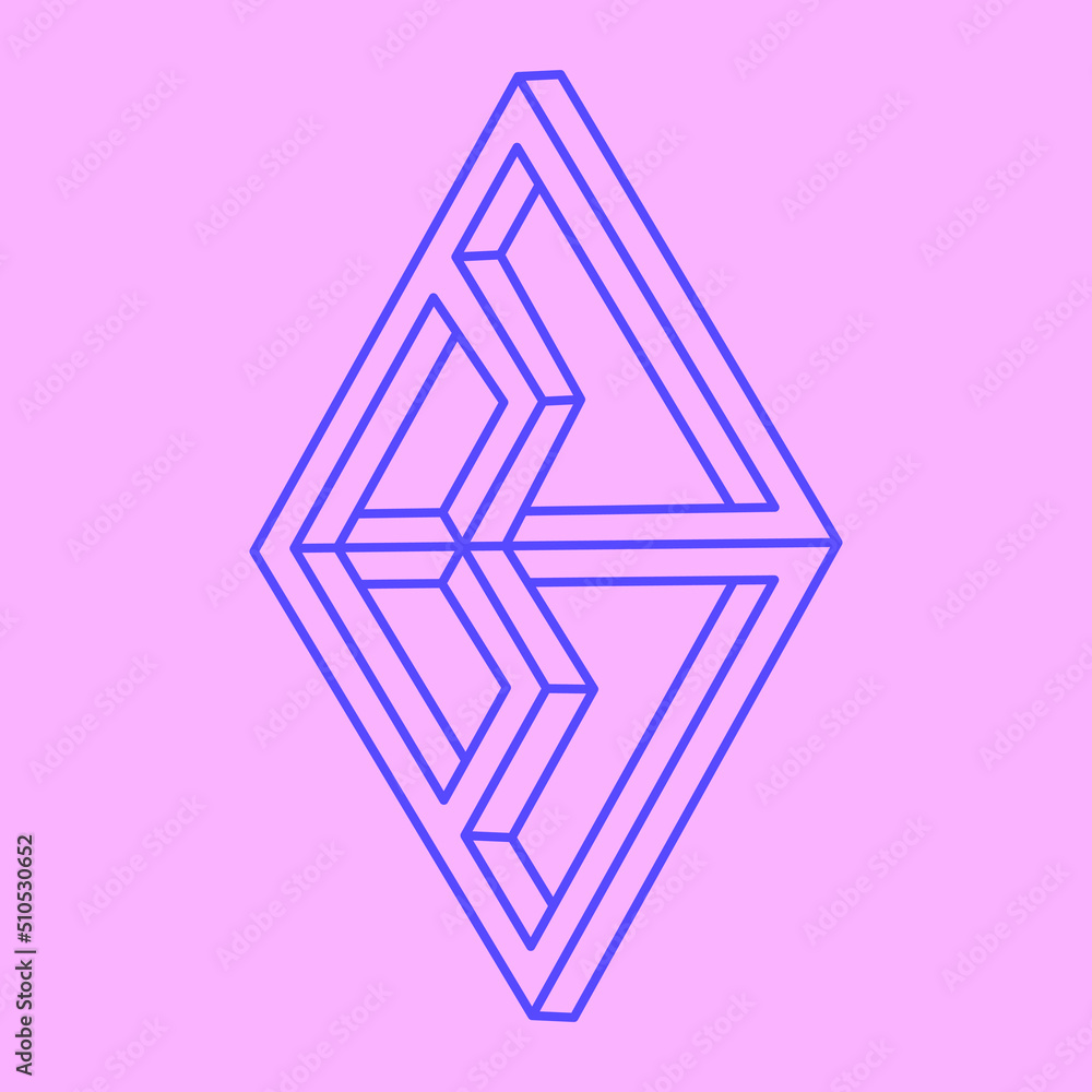 Paradox geometry. Optical illusion object. Sacred geometric figures. Op art logo. Impossible shapes. Paradox geometry. Optical illusion object. Sacred geometric figures. Op art logo. Impossible shapes.