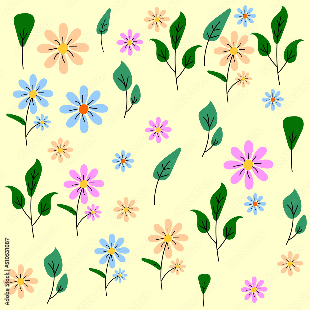doodle flowers on light background doodle flowers on light background
