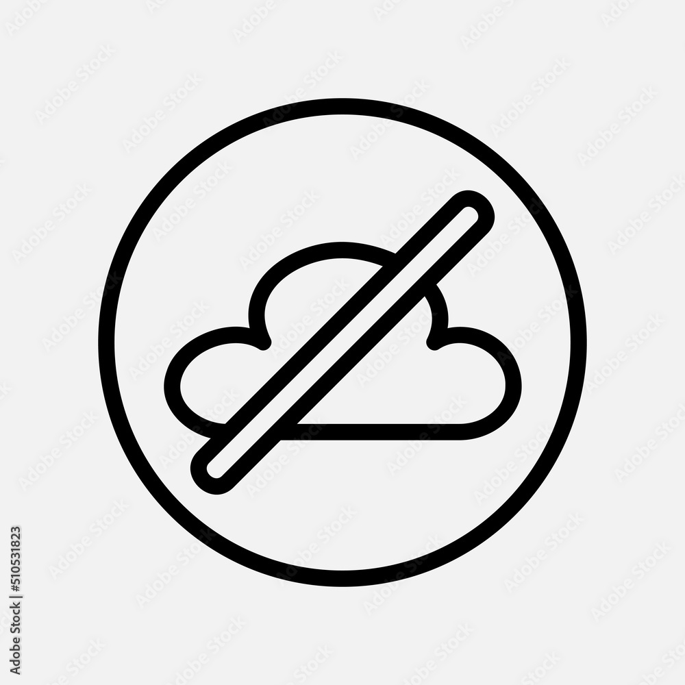 Cloud offline icon in line style about user interface, use for website mobile app presentation Cloud offline icon in line style about user interface, use for website mobile app presentation