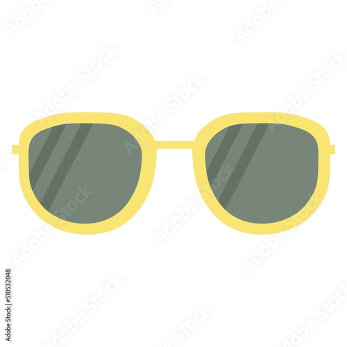 Sunglasses with yellow frames and green lenses. Yellow glasses. Vector illustration in flat style