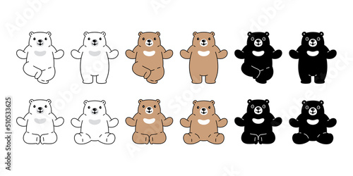 Fototapeta Naklejka Na Ścianę i Meble -  Bear vector polar bear icon logo teddy character cartoon symbol doodle animal illustration design isolated