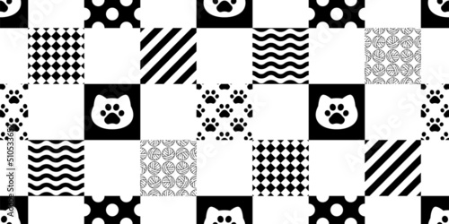 cat seamless pattern calico kitten vector checked tartan plaid neko breed character cartoon pet repeat wallpaper tile background animal doodle illustration scarf isolated design