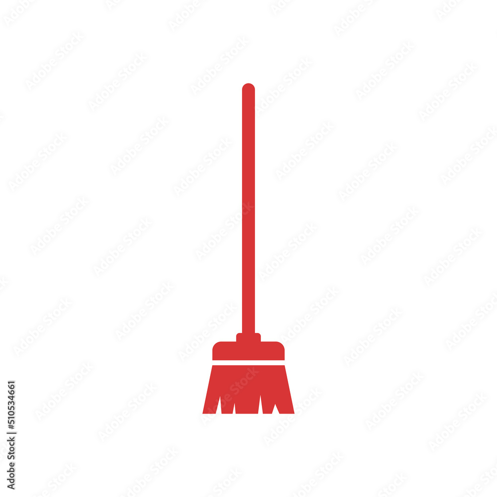Broom red vector icon Broom red vector icon