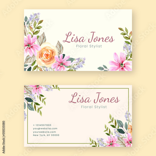 Pink and Orange Roses Floral Business Card Template