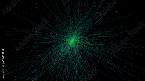 3d abstract neon data background. Colored glowing energy lines  spheres and pulses on an empty black background. Wallpaper  technology  visual  composition  web  internet data concept.