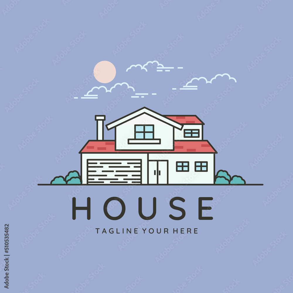 Fototapeta premium simple house line art logo vector symbol illustration design