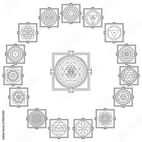 Kalachakra, or Wheel of Time. Set of Tithi Nitya Devi. The chakra is identical with the zodiac. Tantraraja Tantra 15 lunar phases waxing Moon. Yantra, mantra, tantra, prayogas or ritual applications. 