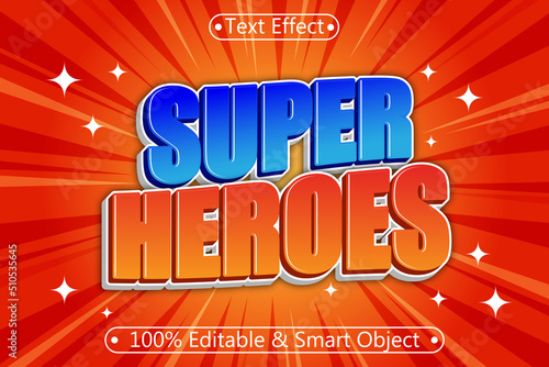 Super Heroes Editable Text Effect 3 dimension Emboss Comic Style