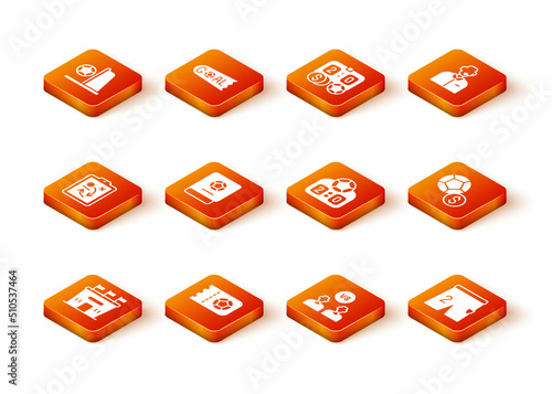 Set Football stadium, or soccer ticket, Planning strategy concept, learning book, player, Sport mechanical scoreboard, Shorts for playing football and Soccer icon. Vector