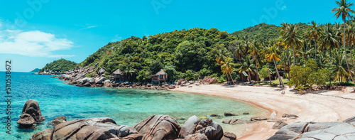 Photography tropical beach and blue sea in summer
