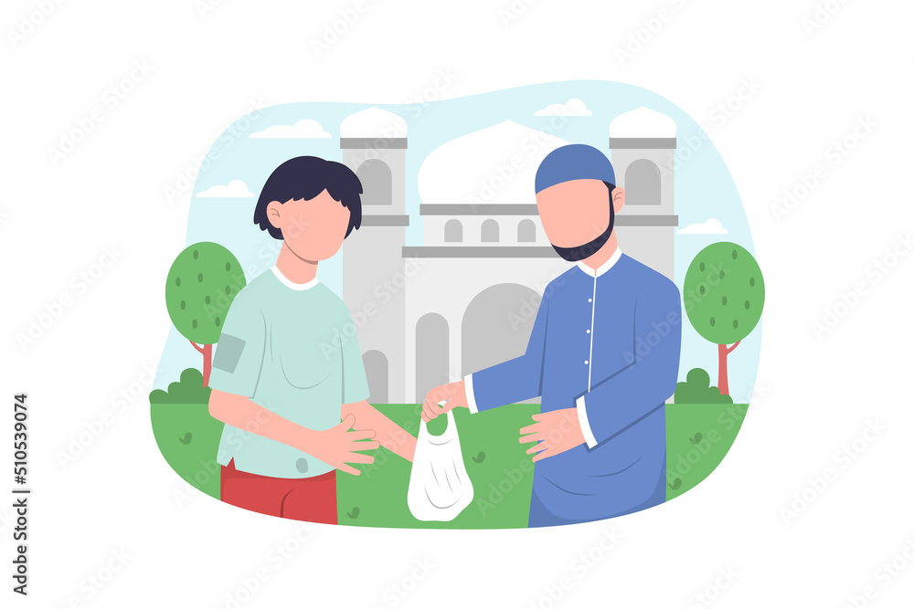 Muslim giving charity vector illustration Stock Vector Adobe Stock