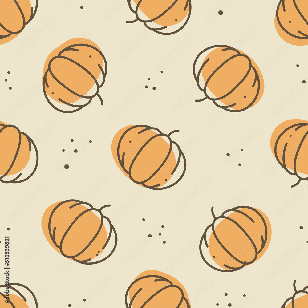 Seamless pattern with simple pumpkin vegetables. Vector flat background for prints, wallpapers, mobile concepts and web apps