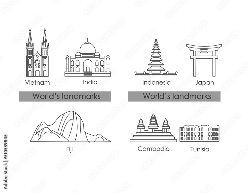landmarks and monuments country famous eps 10 landmarks and monuments country famous eps 10