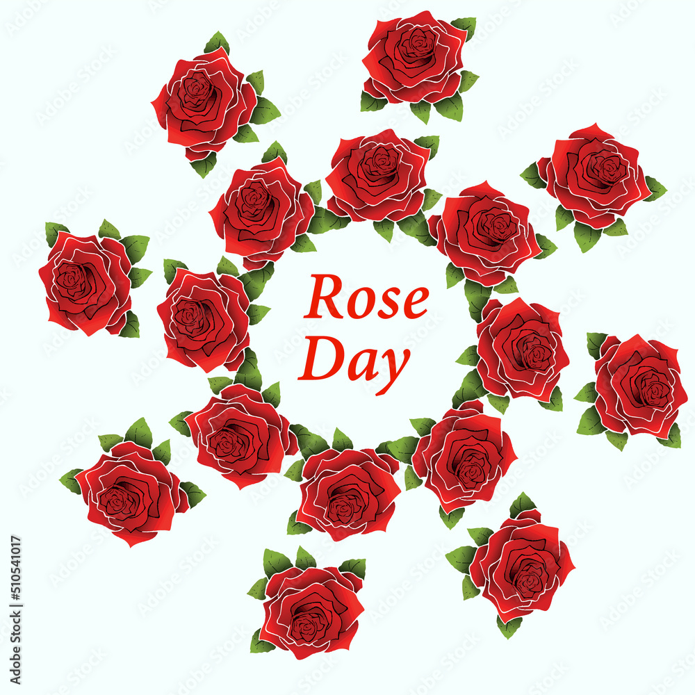 Red vector roses and hearts composition on white background.Romantic background .Valentine's Day,Rose day. Red vector roses and hearts composition on white background.Romantic background .Valentine's Day,Rose day.