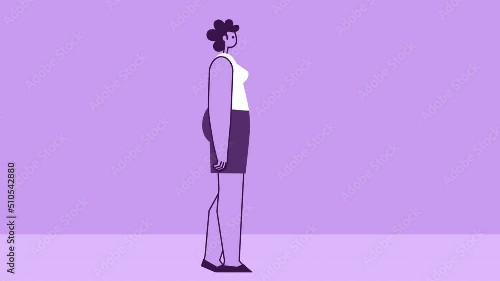 Purple Style Woman Flat Character Spreads His Arms and Shrugs. Isolated Loop Animation with Alpha Channel Purple Style Woman Flat Character Spreads His Arms and Shrugs. Isolated Loop Animation with Alpha Channel