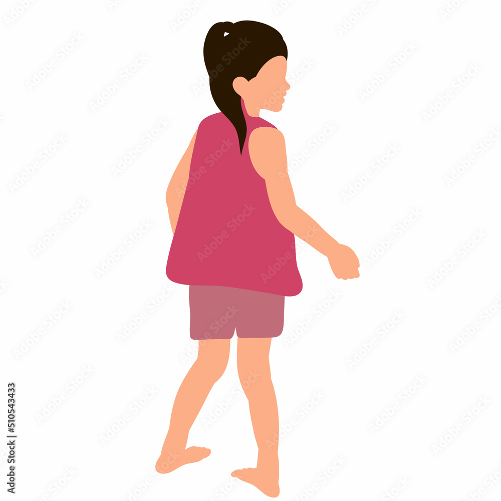 girl child in flat design, isolated on white background