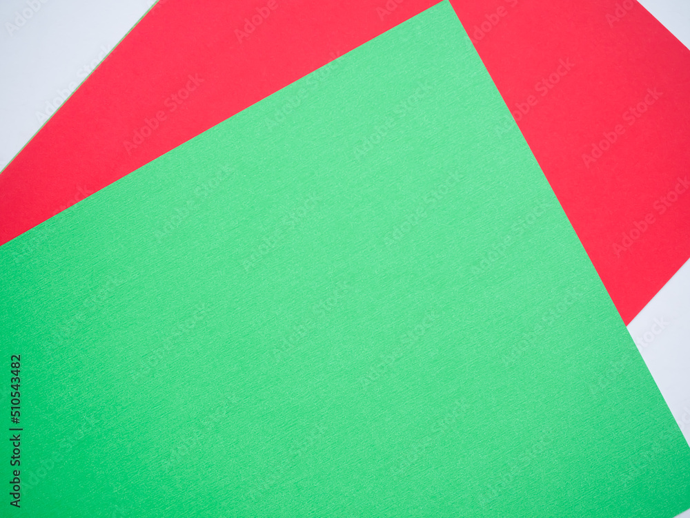 Green and red paper background. clipboard patturn mockup design display blank and free space backdrop. Texture surface rough. card or frame poster for add text or products presentation.