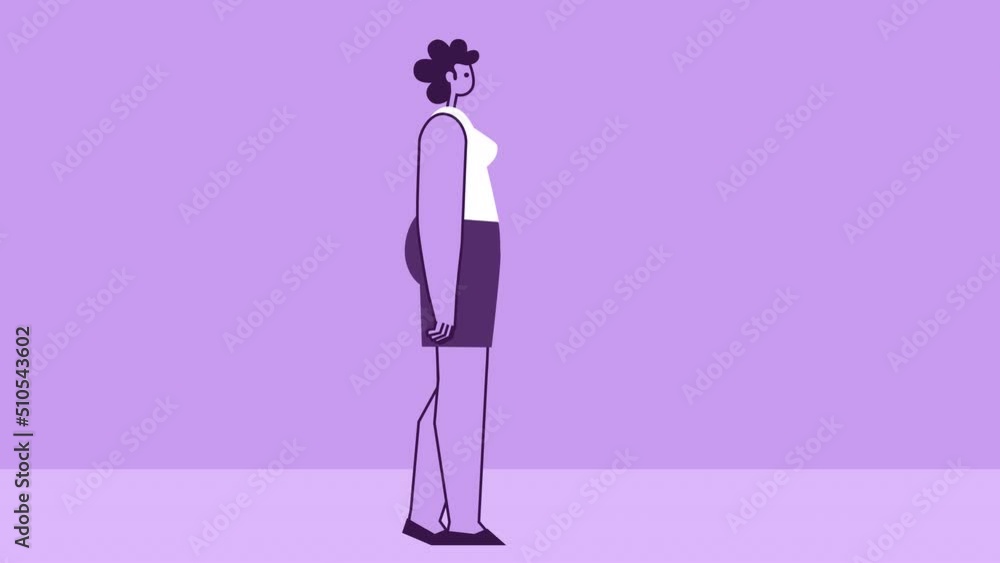 Purple Style Woman Flat Character Thumbs Up Gesture. Isolated Loop Animation Purple Style Woman Flat Character Thumbs Up Gesture. Isolated Loop Animation
