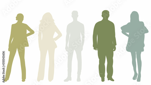 people silhouette on white background, isolated, vector
