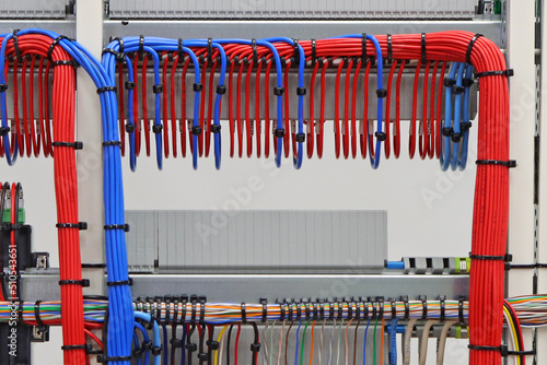 Connection of modules in the control panel for automatic processes with copper electric colored wires. © Нелик Дулатов