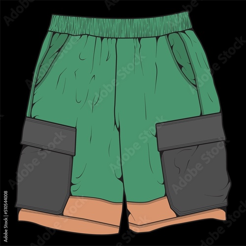 short pants color block drawing vector, short pants in a sketch style, trainers template, vector Illustration.
