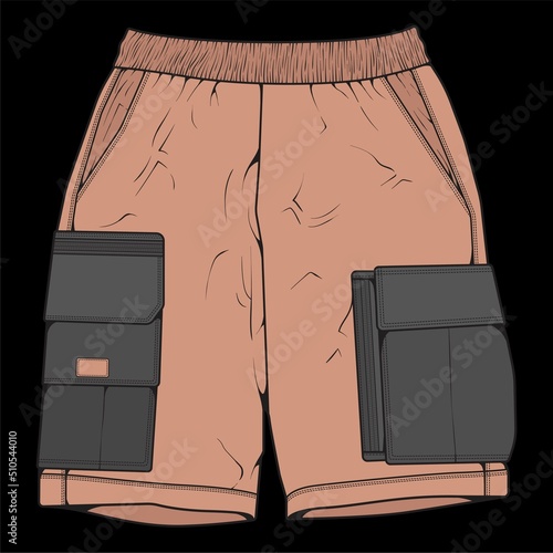 short pants color block drawing vector, short pants in a sketch style, trainers template, vector Illustration.
