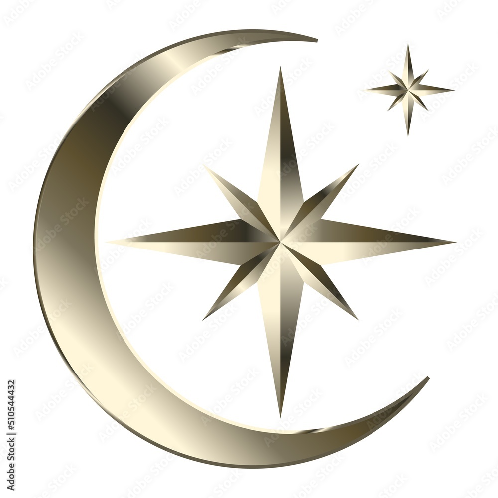 Editable vector element of gold gradient moon and stars. EPS10 Editable vector element of gold gradient moon and stars. EPS10
