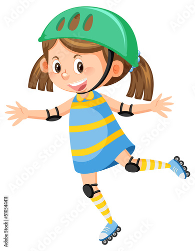 Cute girl on inline skates