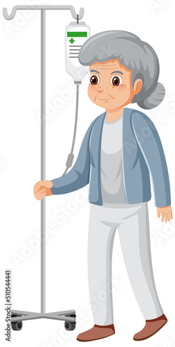 Elderly woman with intravenous fluid