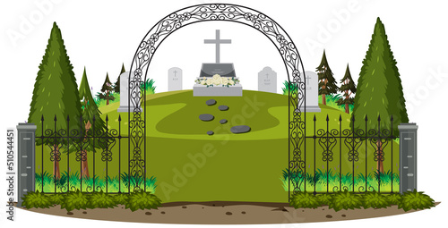Cemetery graveyard scene isolated