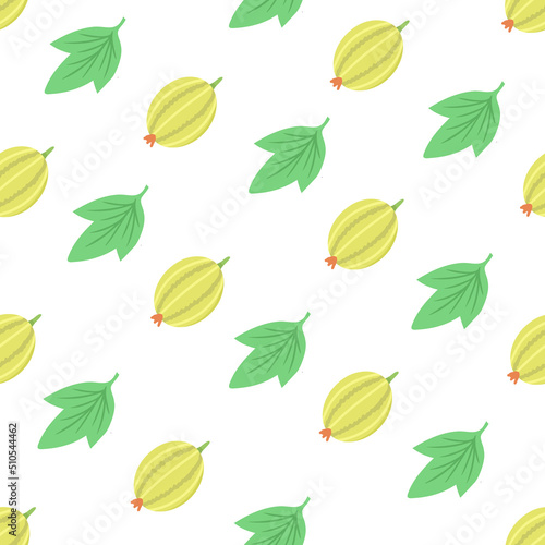 Gooseberry seamless pattern. Vector Illustration for printing  backgrounds  covers  packaging  greeting cards  posters  stickers  textile and seasonal design. Isolated on white background.