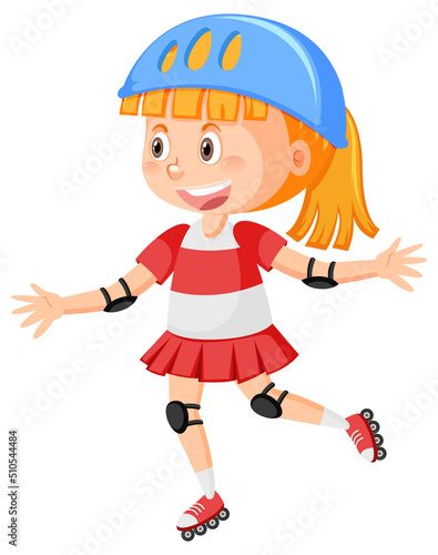 Cartoon girl on inline skates