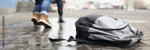 Fotografi Man almost fell on ground because of slippery weather