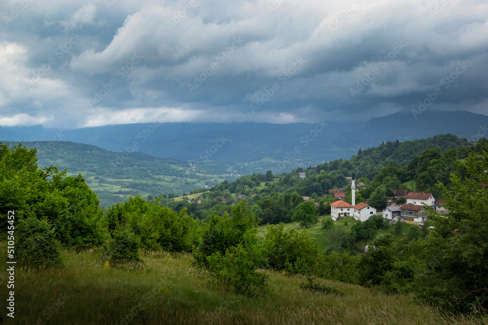 Mosque in a small Bosnian village in the mountains. Mosque in a small Bosnian village in the mountains.