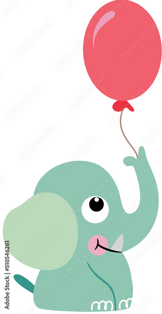 Obraz premium Funny elephant holding a balloon