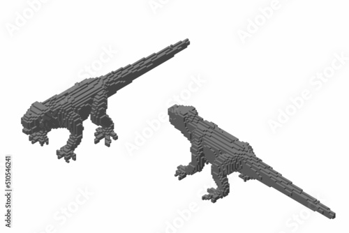 Iguana made from cubes. Voxel art. Futuristic concept. 3d Vector illustration. Isometric projection.