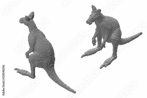 Kangaroo made from cubes. V...