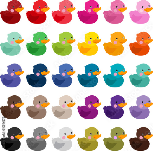 Set of colorful rubber ducks