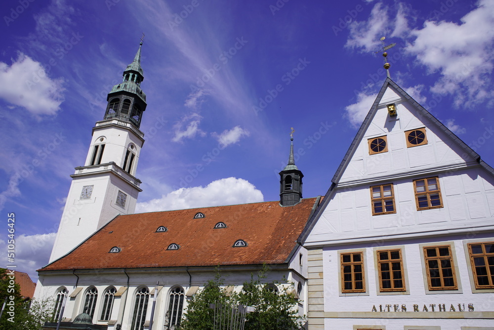 Fototapeta premium City Church of St. Marien and old town hall in Celle, Germany