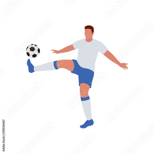 Cartoon Soccer Player Kicking Ball On White Background. © Abdul Qaiyoom