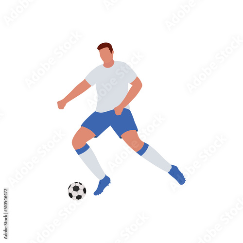 Faceless Soccer Player Kicking Ball On White Background. © Abdul Qaiyoom