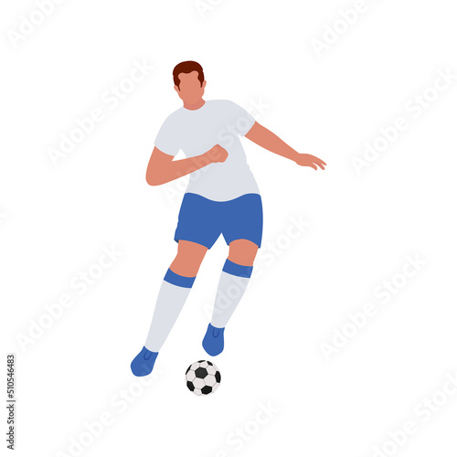 Fototapeta Naklejka Na Ścianę i Meble -  Faceless Guy Playing Football On White Background.