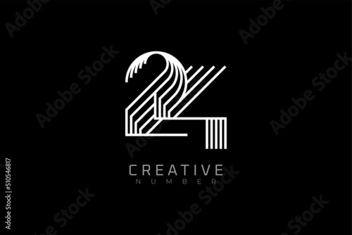 Number 24 Logo, modern and creative number 24 multi line style, usable for brand, anniversary and business logos, flat design logo template, vector illustration