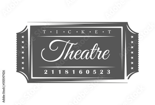 Vintage theater ticket isolated on white background. Vector illustration